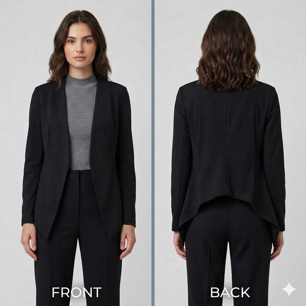 Bcbgeneration Black Open Front Draped Asymmetrica… - image 3